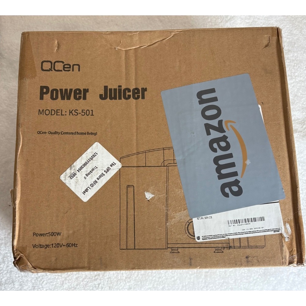 QCen Power Juicer KS-501 500W Centrifugal Juice Extractor Stainless Steel Silver